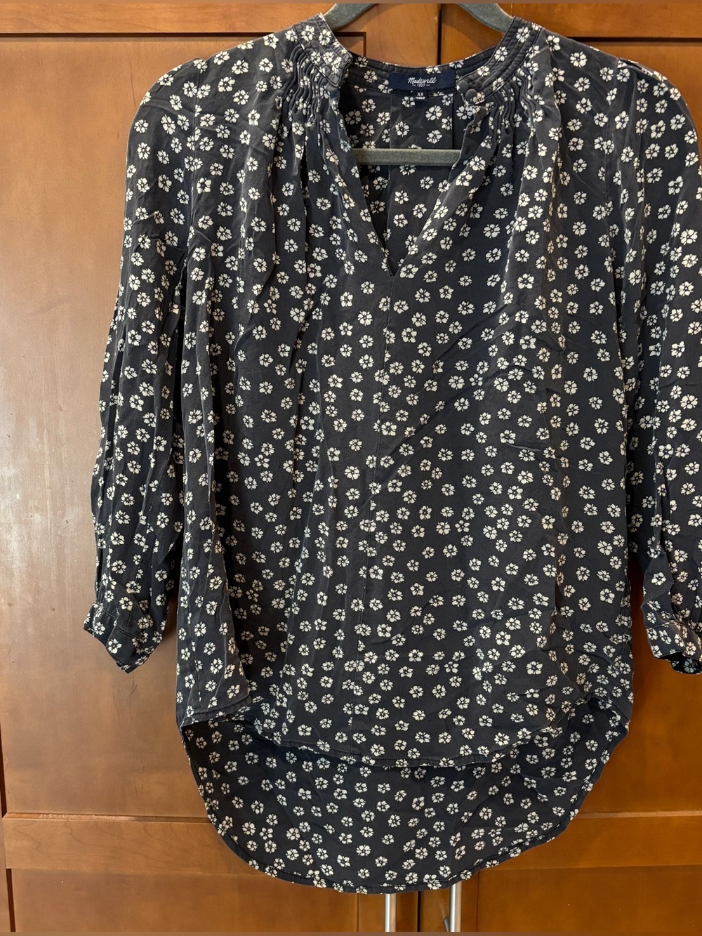 Madewell Floral Keyhole Blouse 3/4 Sleeves